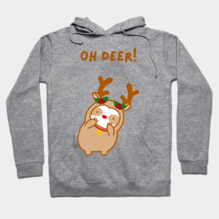 Oh Deer Christmas Reindeer Sloth Hoodie